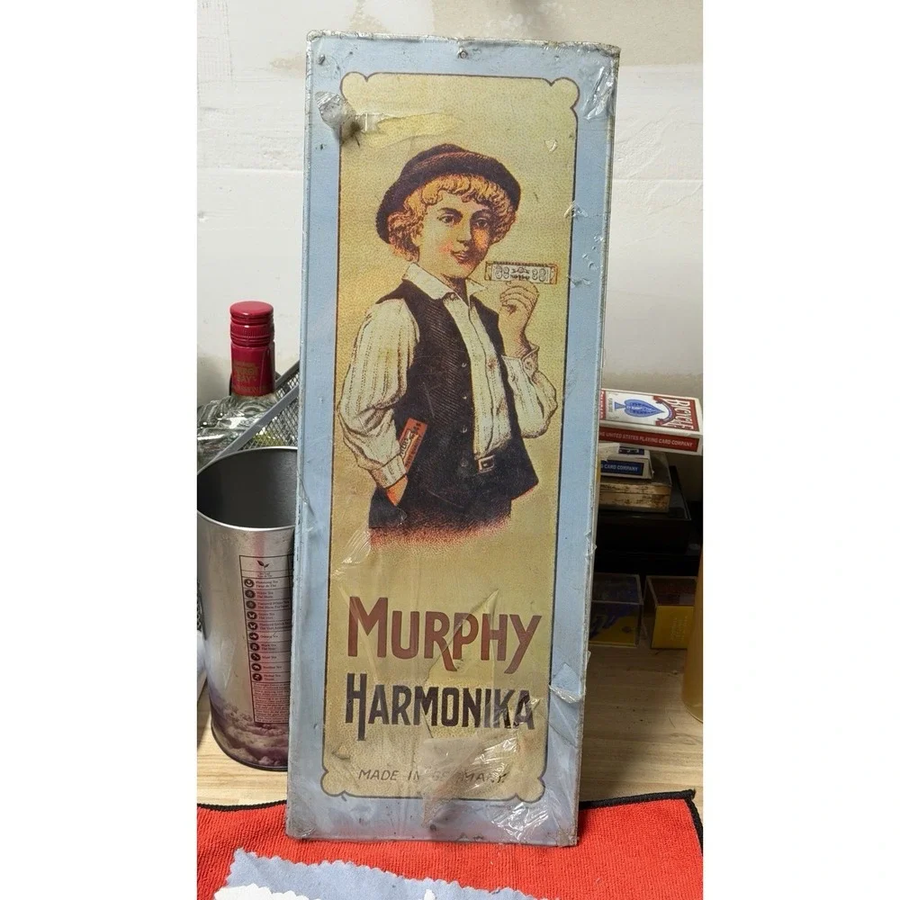Vintage 1974 Murphy Harmonika Metal Advertising Sign‎ 19х7
